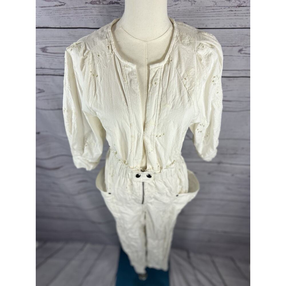 Free People We The Free Loving You Eyelet Jumpsuit Ivory Size XS - Picture 2 of 7